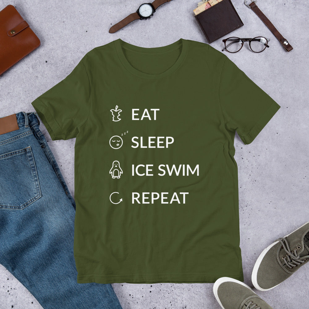 Eat Sleep Ice Swim Repeat Finnish Winter T-Shirt - Finnish t-shirt from Very Finnish Problems