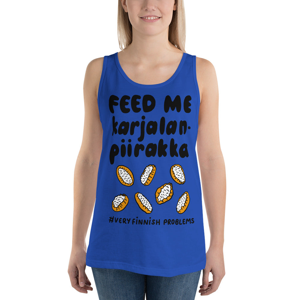 Feed Me Karjalanpiirakka Tank Top Finnish T-Shirt - alternate view - Very Finnish Problems