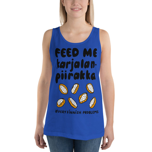 Feed Me Karjalanpiirakka Tank Top Finnish T-Shirt - alternate view - Very Finnish Problems
