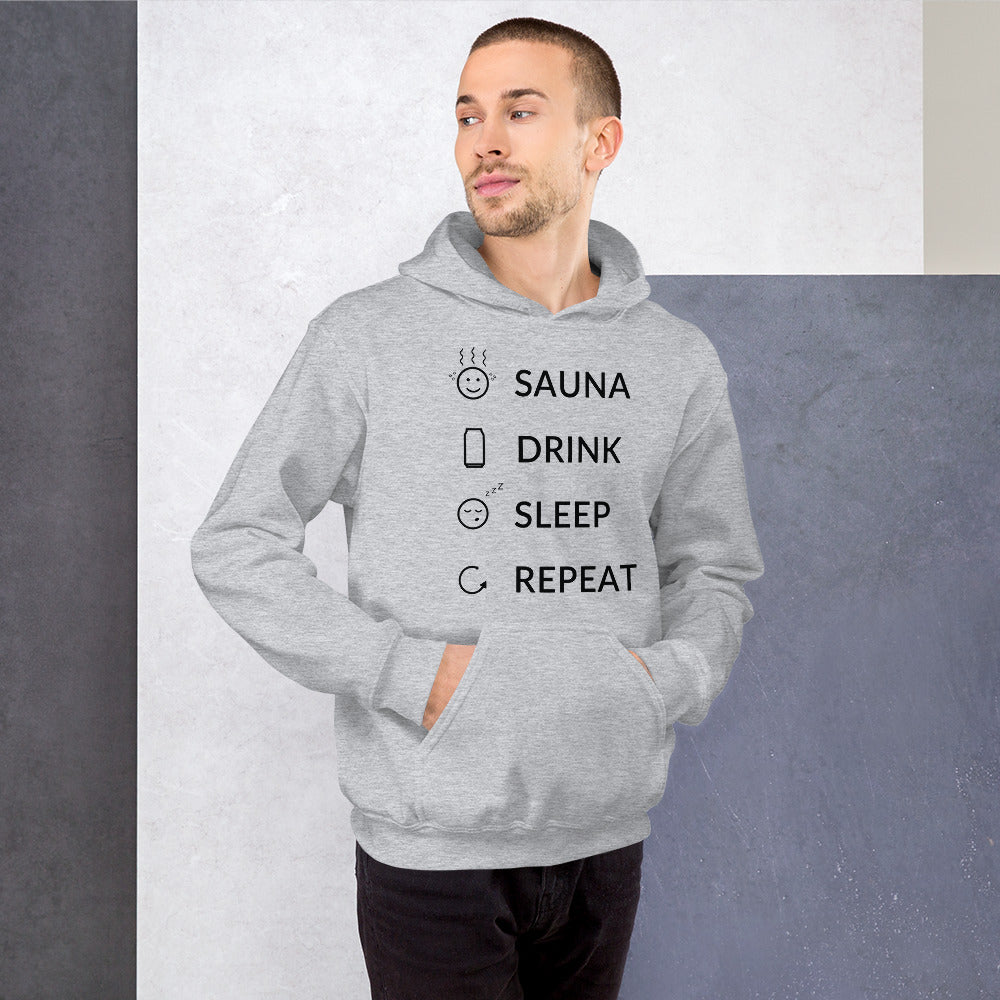 Sauna, Drink, Sleep, Repeat Unisex Hoodie - Finnish hoodie from Very Finnish Problems