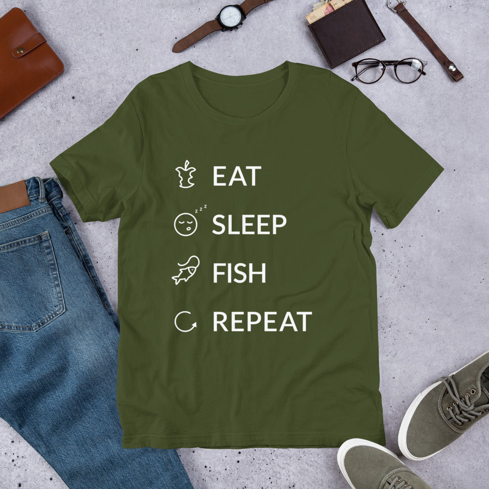Eat Sleep Fish Repeat Finnish Food T-Shirt - Finnish t-shirt from Very Finnish Problems
