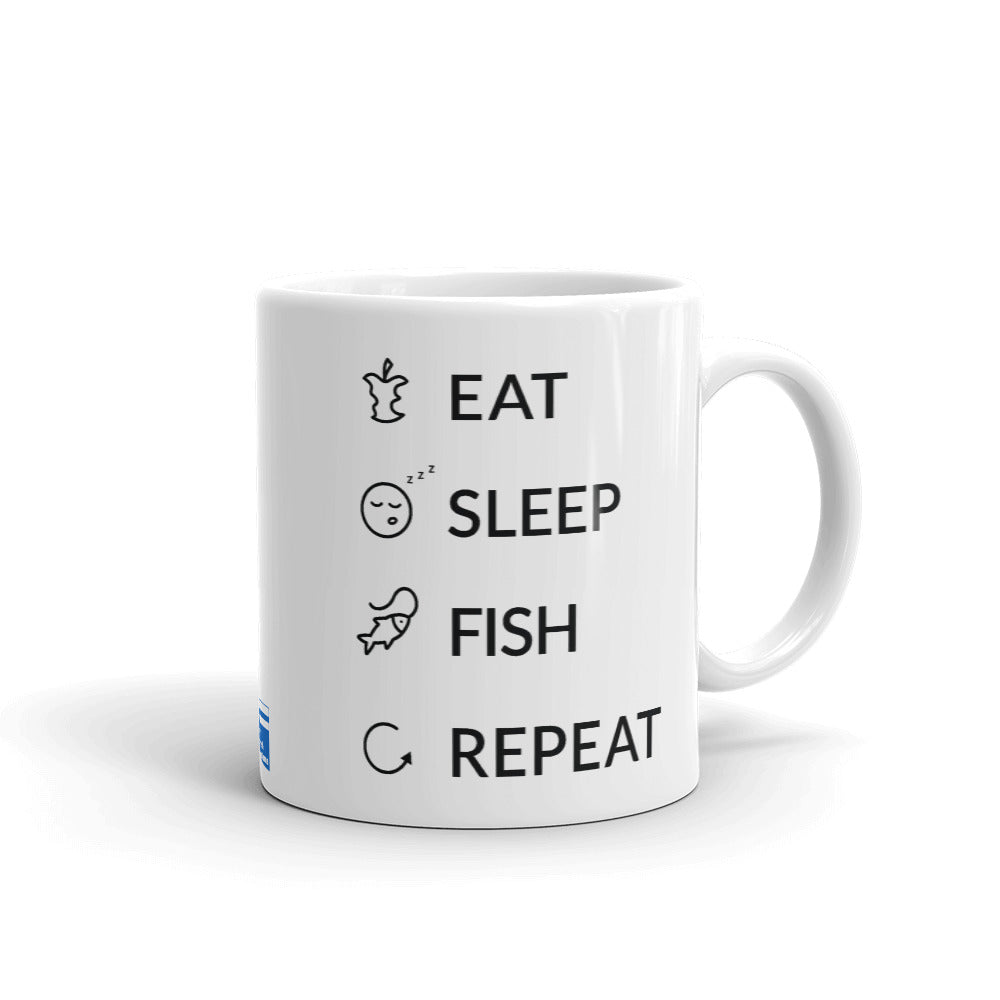 Eat Sleep Fish Repeat Finnish Food Mug - Very Finnish Problems official mug