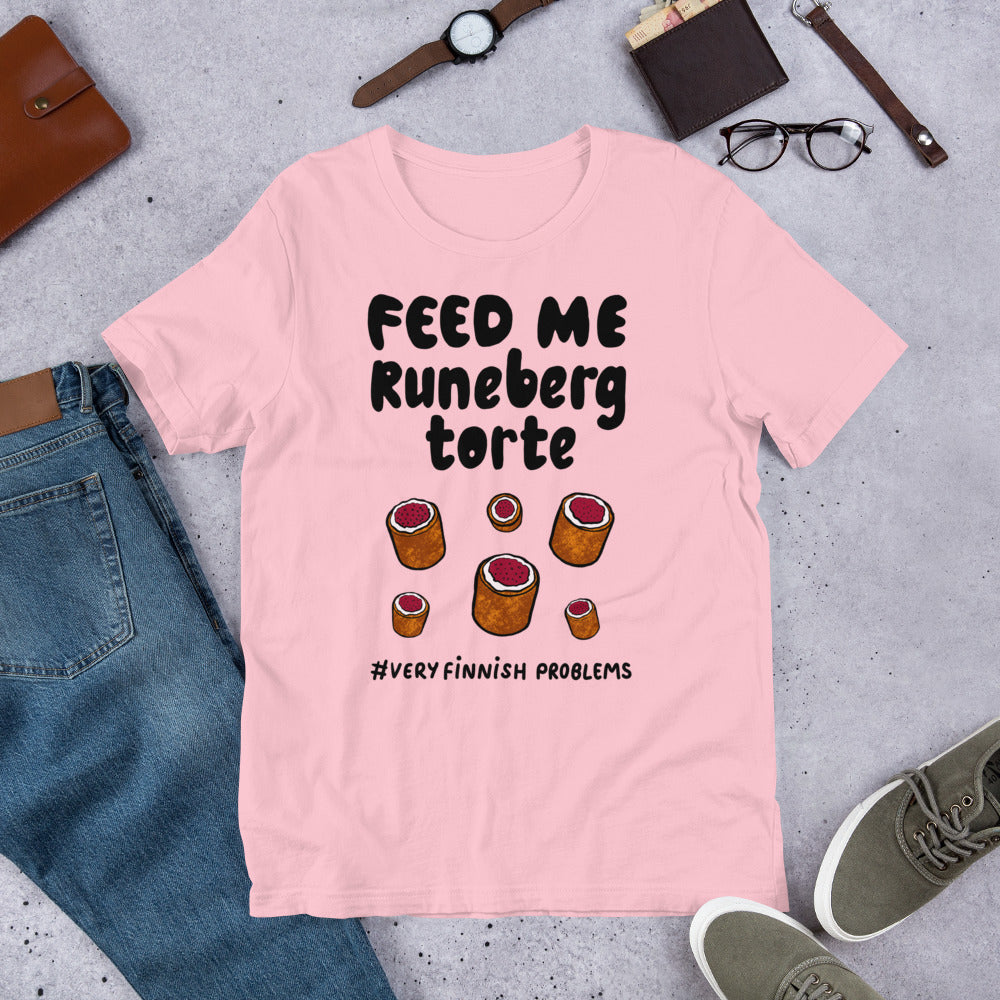 Feed Me Runeberg Torte Finnish Food T-Shirt - Finnish t-shirt from Very Finnish Problems