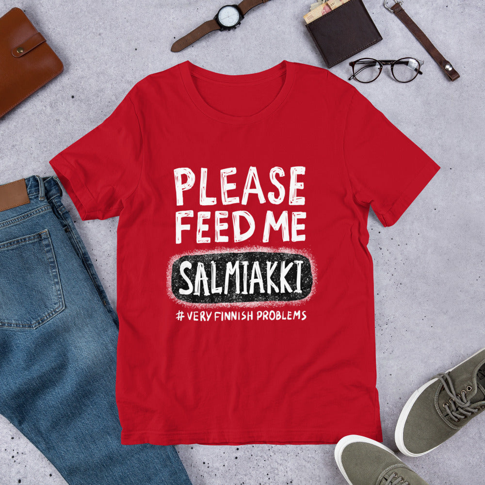 Feed Me Salmiakki Finnish Food T-Shirt - Finnish t-shirt from Very Finnish Problems