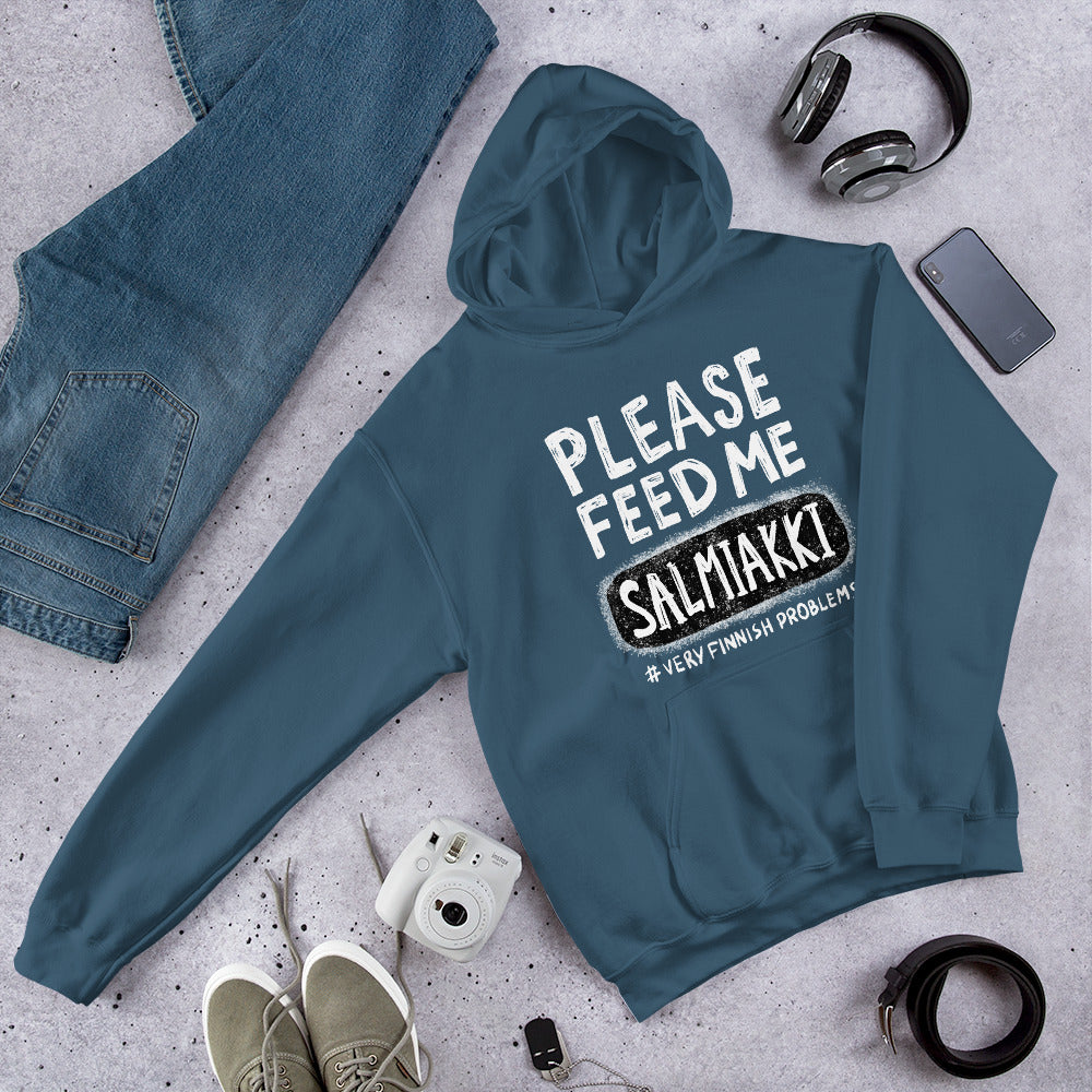 Feed Me Salmiakki Finnish Food Hoodie - Finnish hoodie from Very Finnish Problems