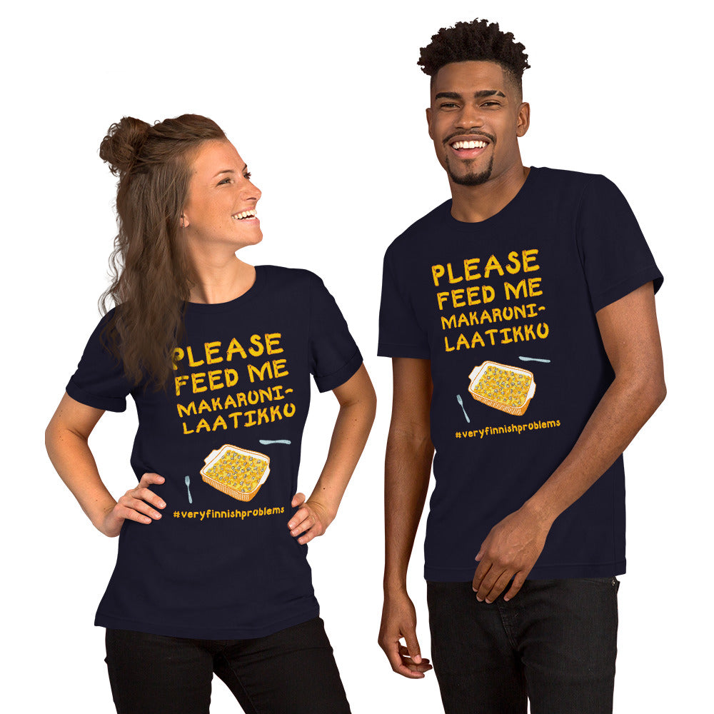 Feed Me Makaronilaatikko Finnish Food T-Shirt - alternate view - Very Finnish Problems