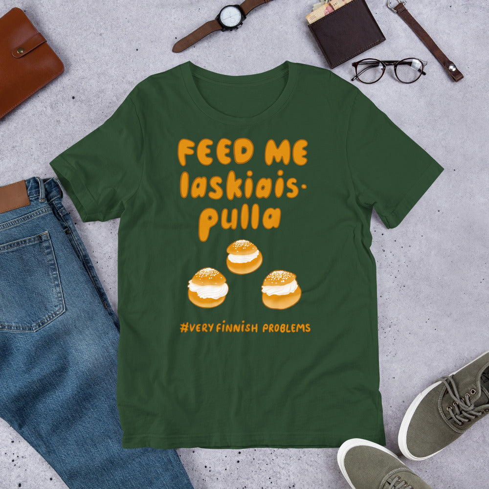 Feed me Laskiaispulla Finnish Winter T-Shirt - Finnish t-shirt from Very Finnish Problems