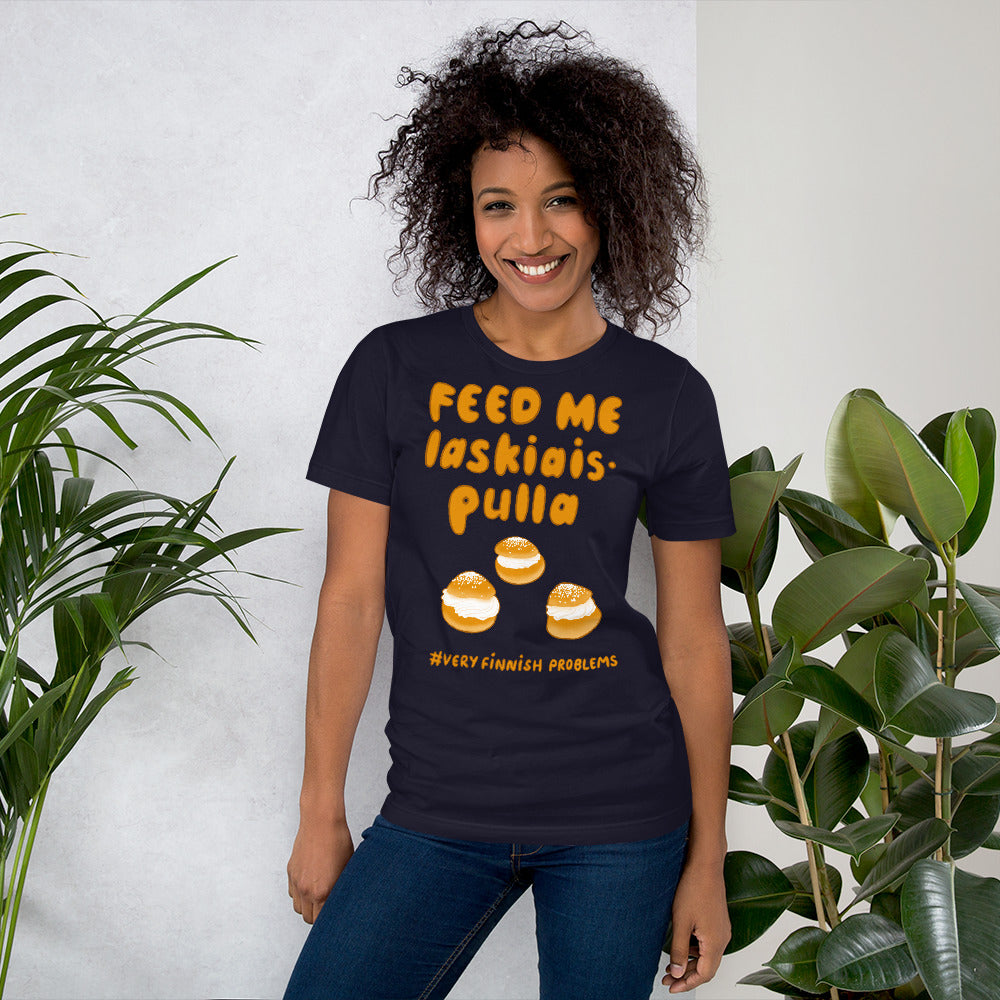 Feed me Laskiaispulla Finnish Winter T-Shirt - Finnish t-shirt from Very Finnish Problems