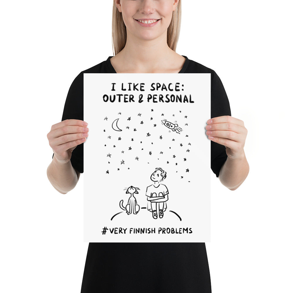 I like Space: Outer and Personal Finnish Poster - Finnish poster from Very Finnish Problems