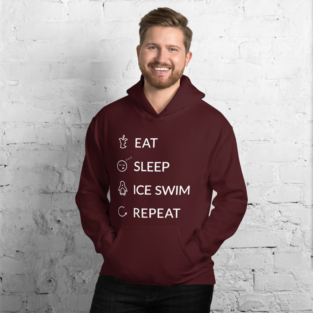 Eat Sleep Ice Swim Repeat Finnish Winter Hoodie - Finnish hoodie from Very Finnish Problems