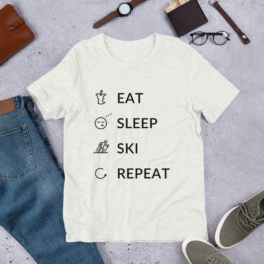 Eat Sleep Ski Repeat Finnish Winter T-Shirt - alternate view - Very Finnish Problems