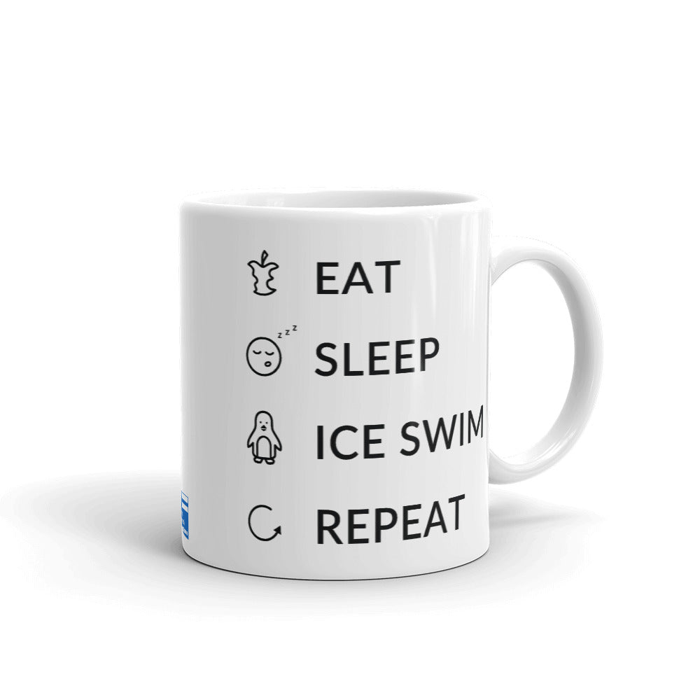 Eat Sleep Ice Swim Repeat Finnish Winter Mug - Very Finnish Problems official mug