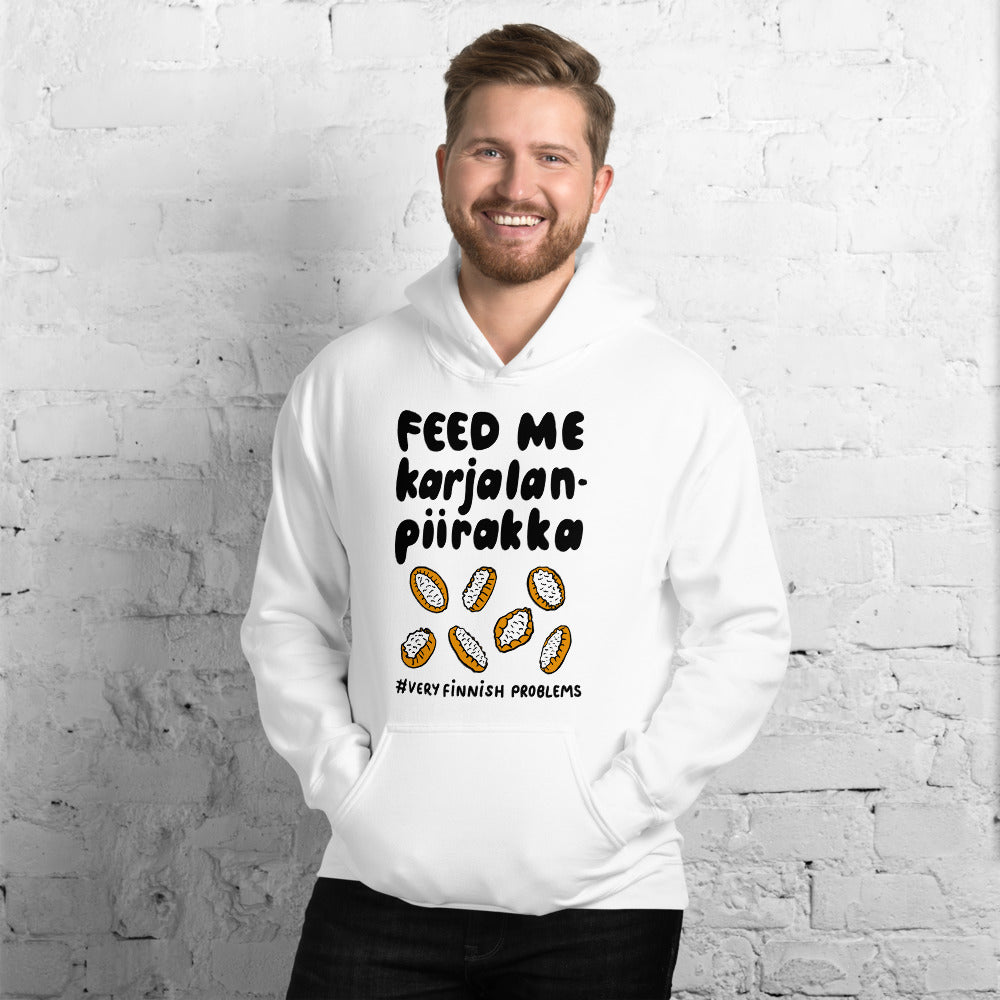 Feed Me Karjalanpiirakka Finnish Food Hoodie - alternate view - Very Finnish Problems