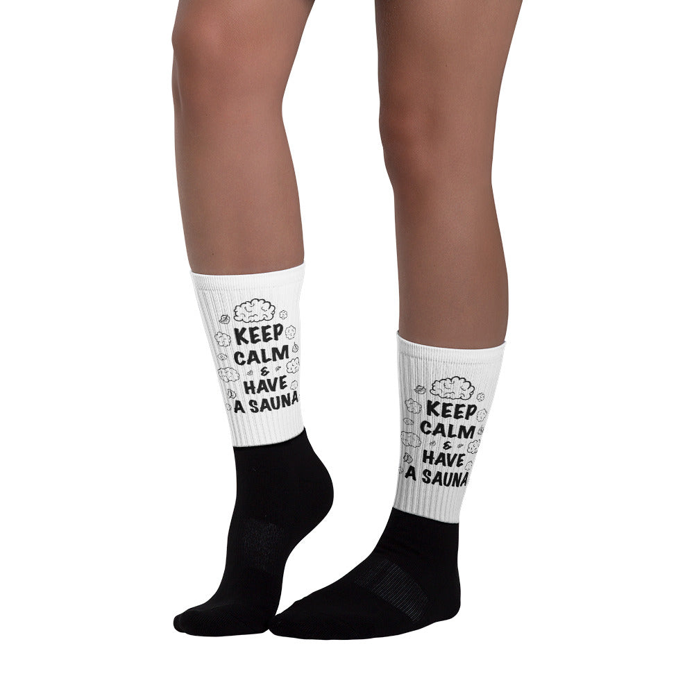 Keep Calm and Sauna Finnish Lifestyle Socks - Very Finnish Problems official socks