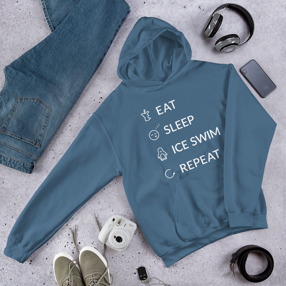 Eat Sleep Ice Swim Repeat Finnish Winter Hoodie - Finnish hoodie from Very Finnish Problems