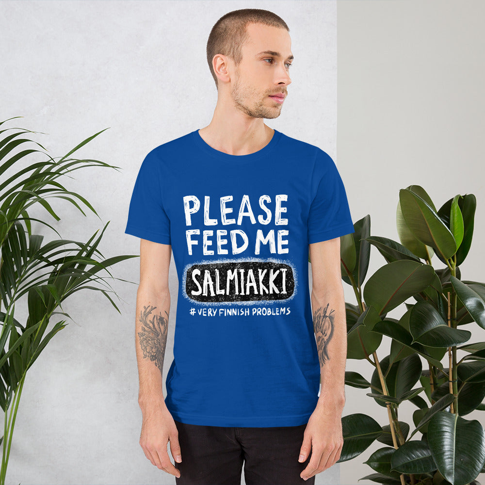 Feed Me Salmiakki Finnish Food T-Shirt - alternate view - Very Finnish Problems