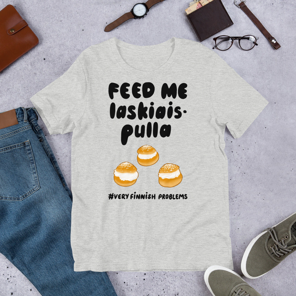 Feed me Laskiaispulla Finnish Winter T-Shirt - Finnish t-shirt from Very Finnish Problems