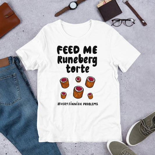 Feed Me Runeberg Torte Finnish Food T-Shirt - Very Finnish Problems official t-shirt