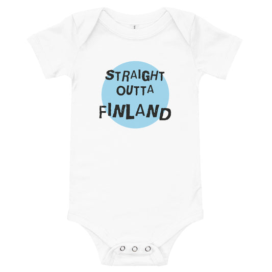 Straight outta Finland Finnish Baby Bodysuit - Very Finnish Problems official baby bodysuit