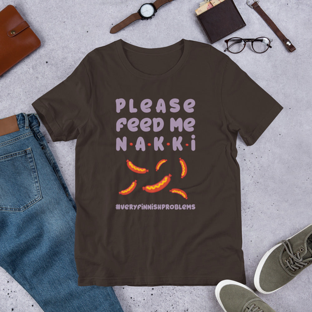 Feed Me Nakki Finnish Food T-Shirt - Finnish t-shirt from Very Finnish Problems