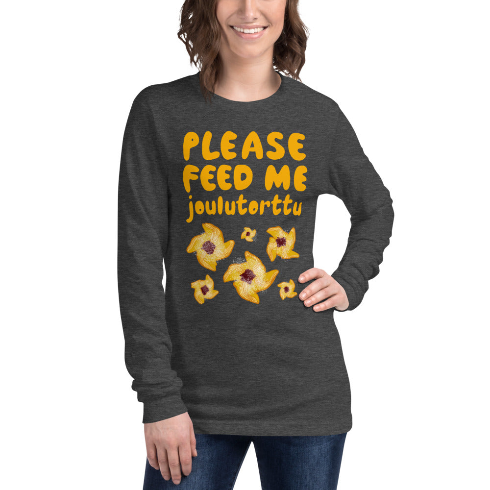 Feed me Joulutorttu Finnish Long Sleeve Tee - Finnish long sleeve tee from Very Finnish Problems