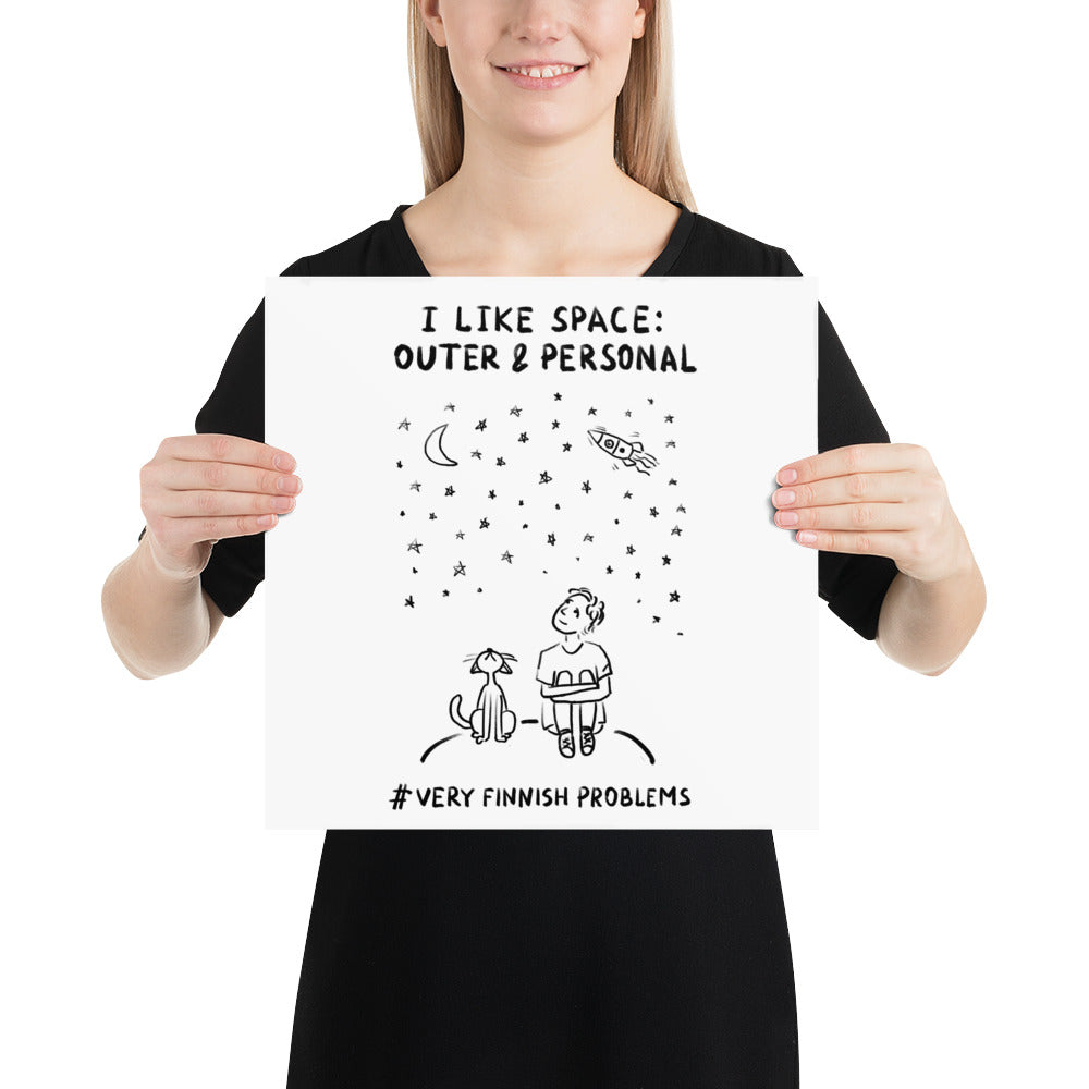 I like Space: Outer and Personal Finnish Poster - Finnish poster from Very Finnish Problems