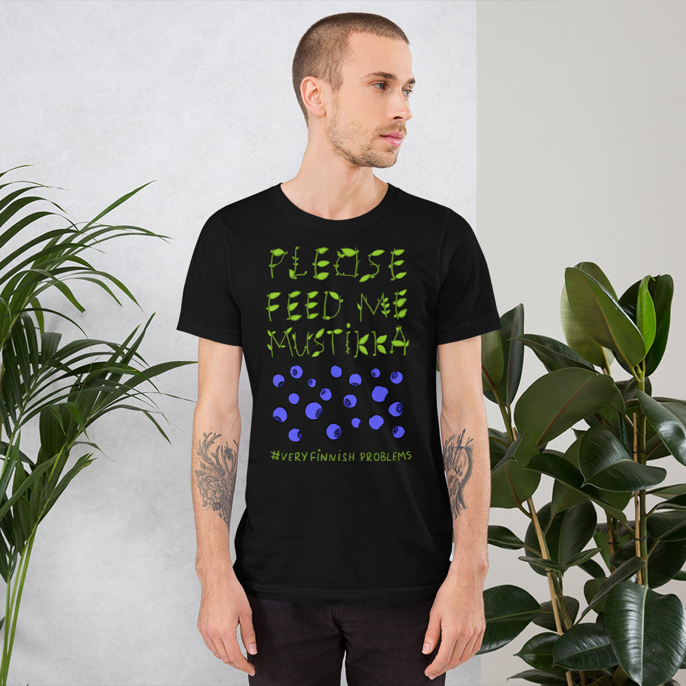 Feed Me Mustikka Finnish Food T-Shirt - Finnish t-shirt from Very Finnish Problems