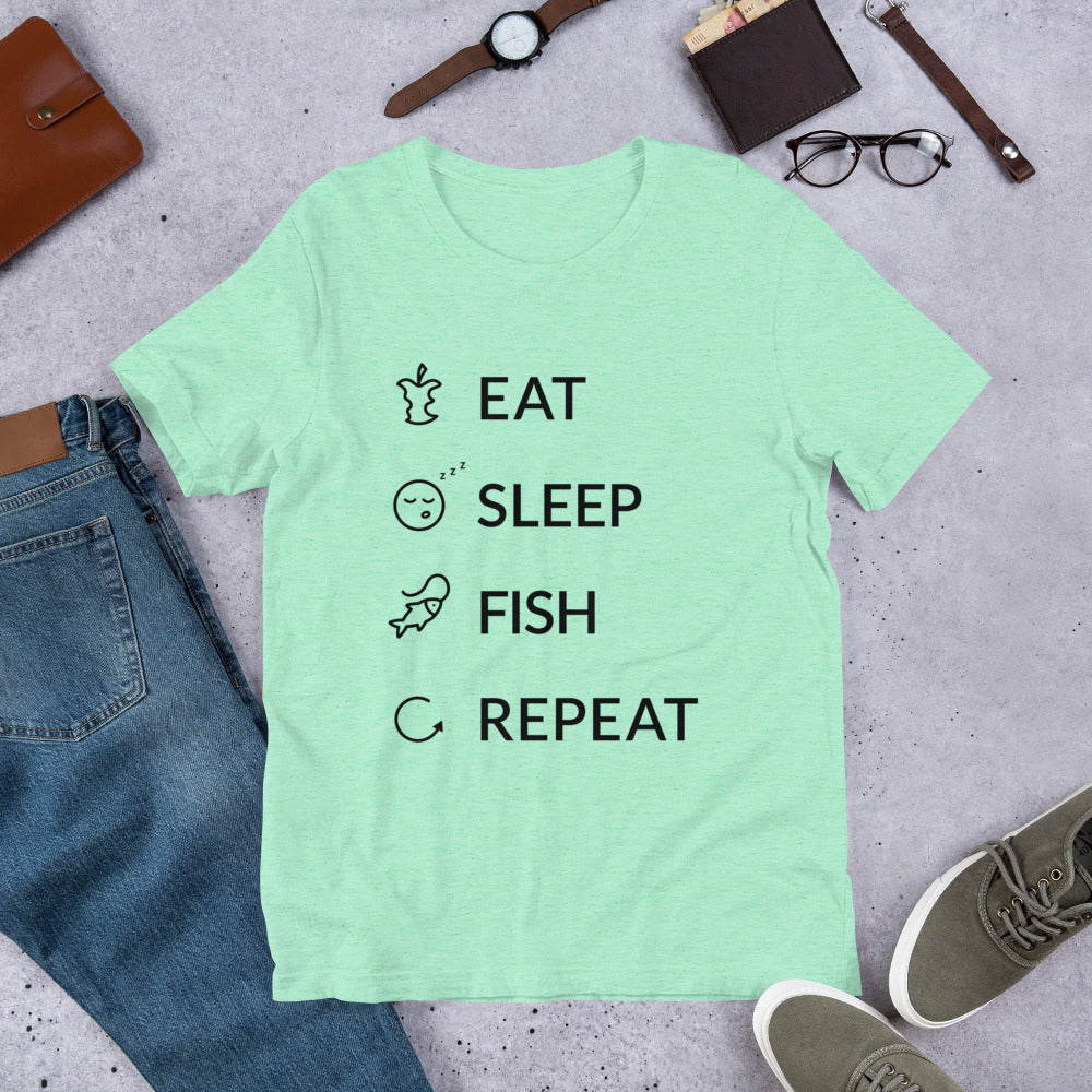 Eat Sleep Fish Repeat Finnish Food T-Shirt - Finnish t-shirt from Very Finnish Problems