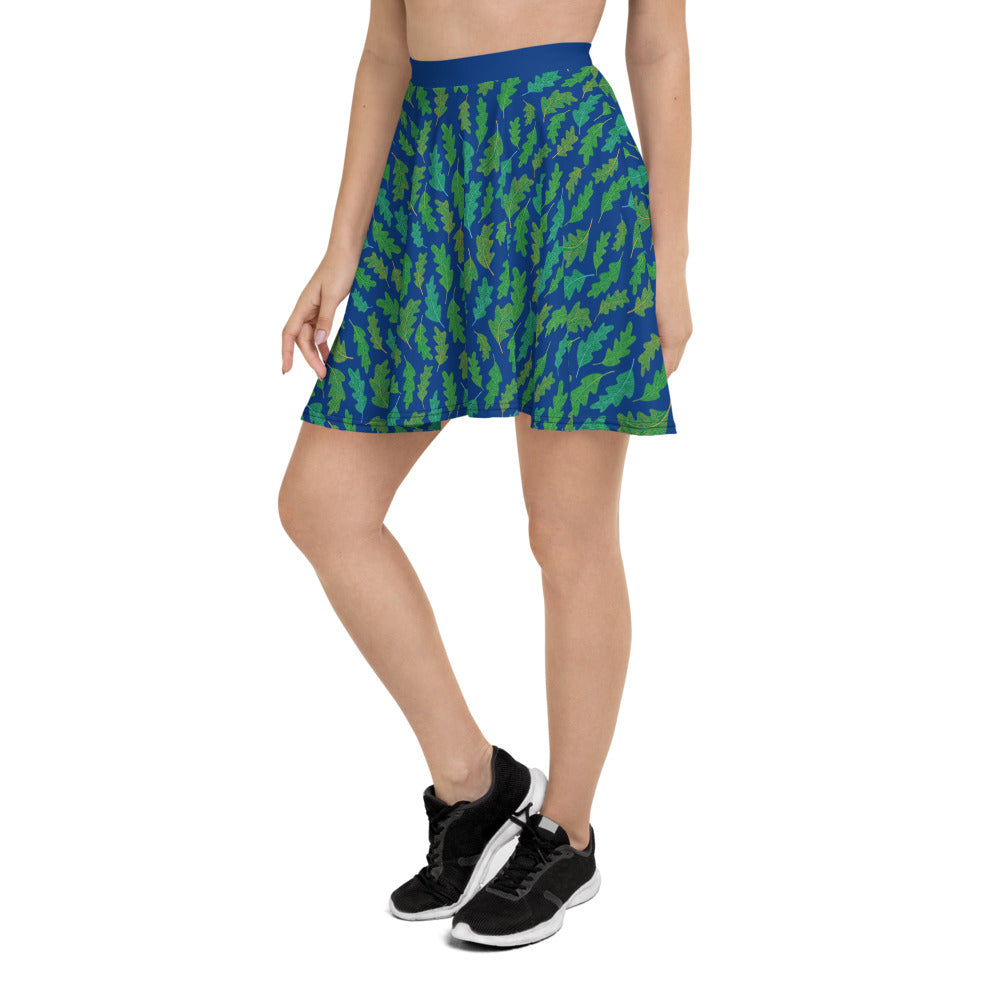 Forest Leaves (Blue) Skater Finnish Nature Skirt - alternate view - Very Finnish Problems