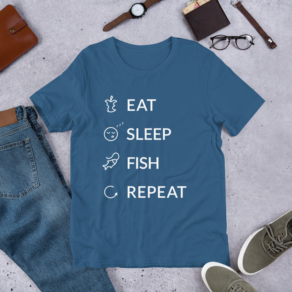 Eat Sleep Fish Repeat Finnish Food T-Shirt - Finnish t-shirt from Very Finnish Problems