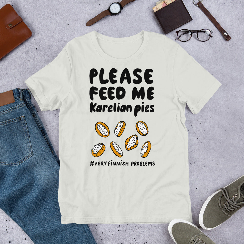 Feed me Karelian Pies II Finnish Food T-Shirt - alternate view - Very Finnish Problems