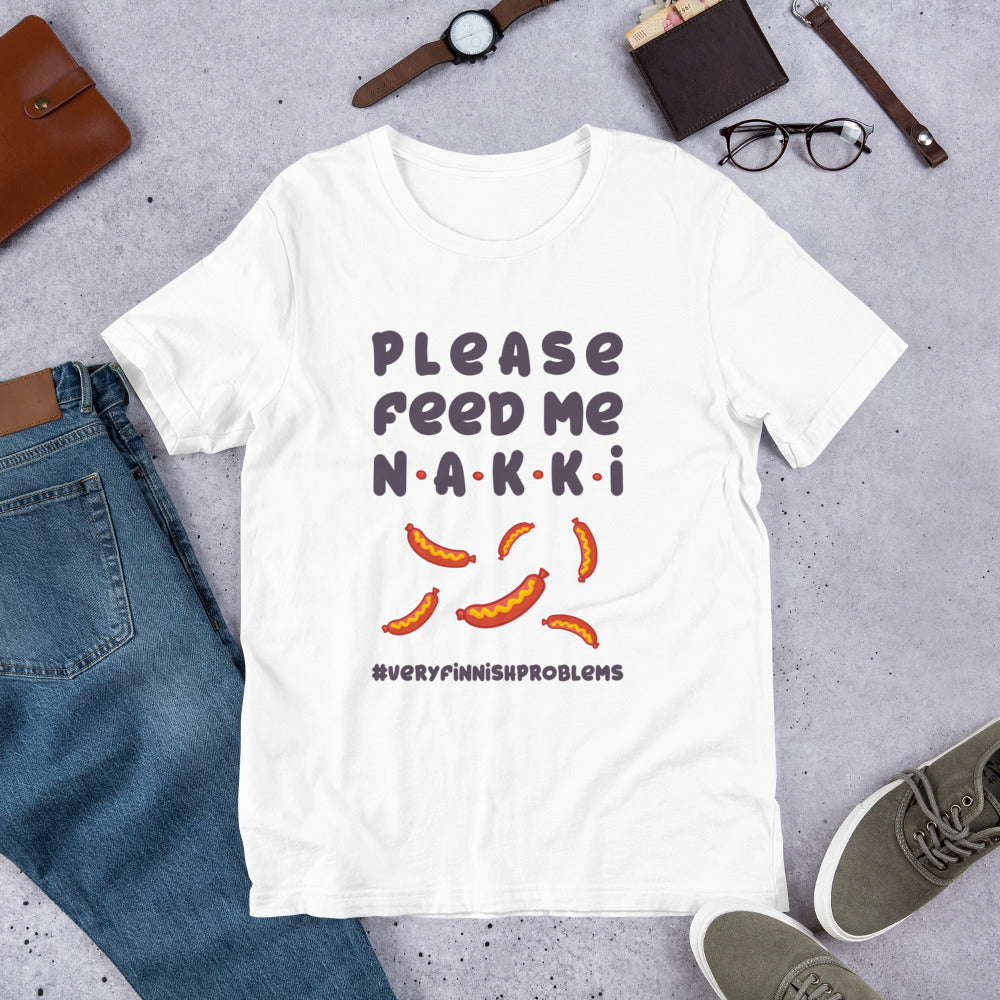 Feed Me Nakki Finnish Food T-Shirt - Very Finnish Problems official t-shirt