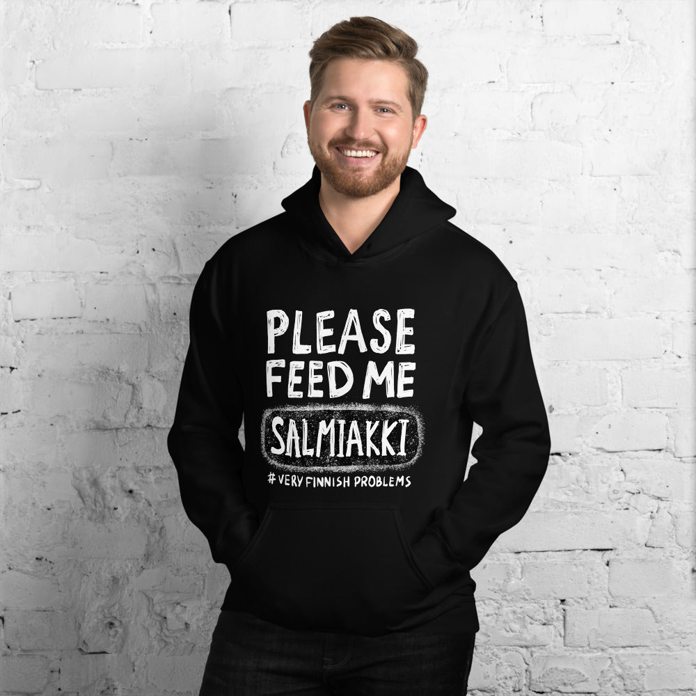 Feed Me Salmiakki Finnish Food Hoodie - Very Finnish Problems official hoodie