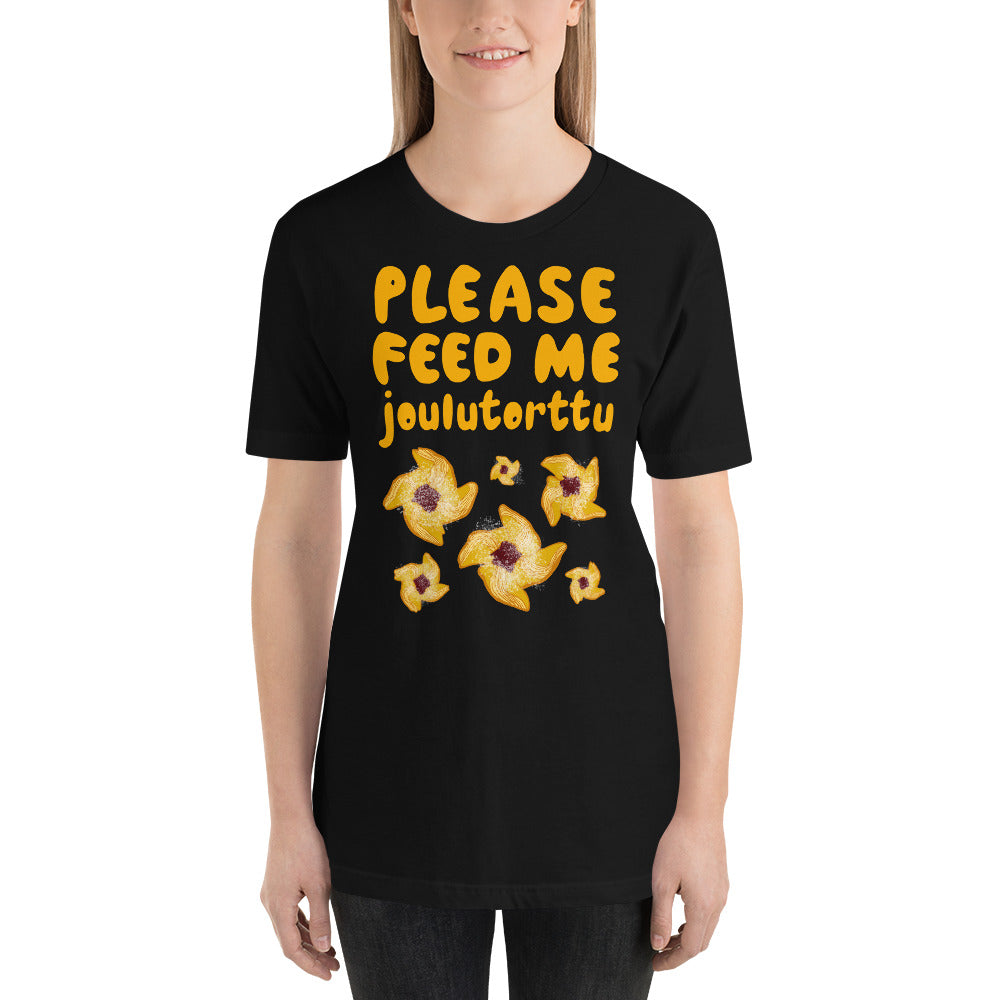 Feed me Joulutorttu Finnish Holiday T-Shirt - alternate view - Very Finnish Problems