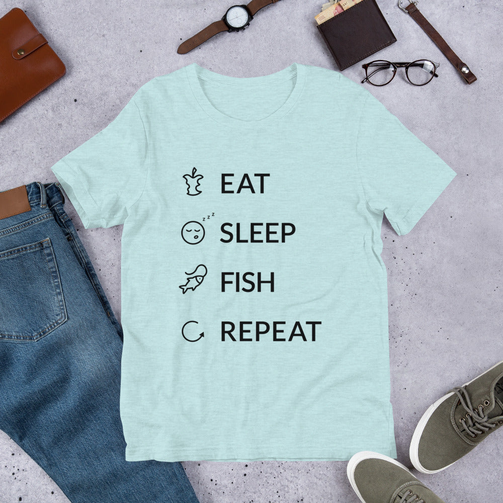 Eat Sleep Fish Repeat Finnish Food T-Shirt - Finnish t-shirt from Very Finnish Problems