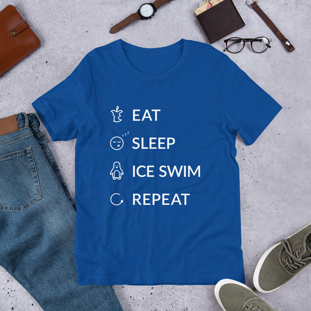 Eat Sleep Ice Swim Repeat Finnish Winter T-Shirt - Finnish t-shirt from Very Finnish Problems
