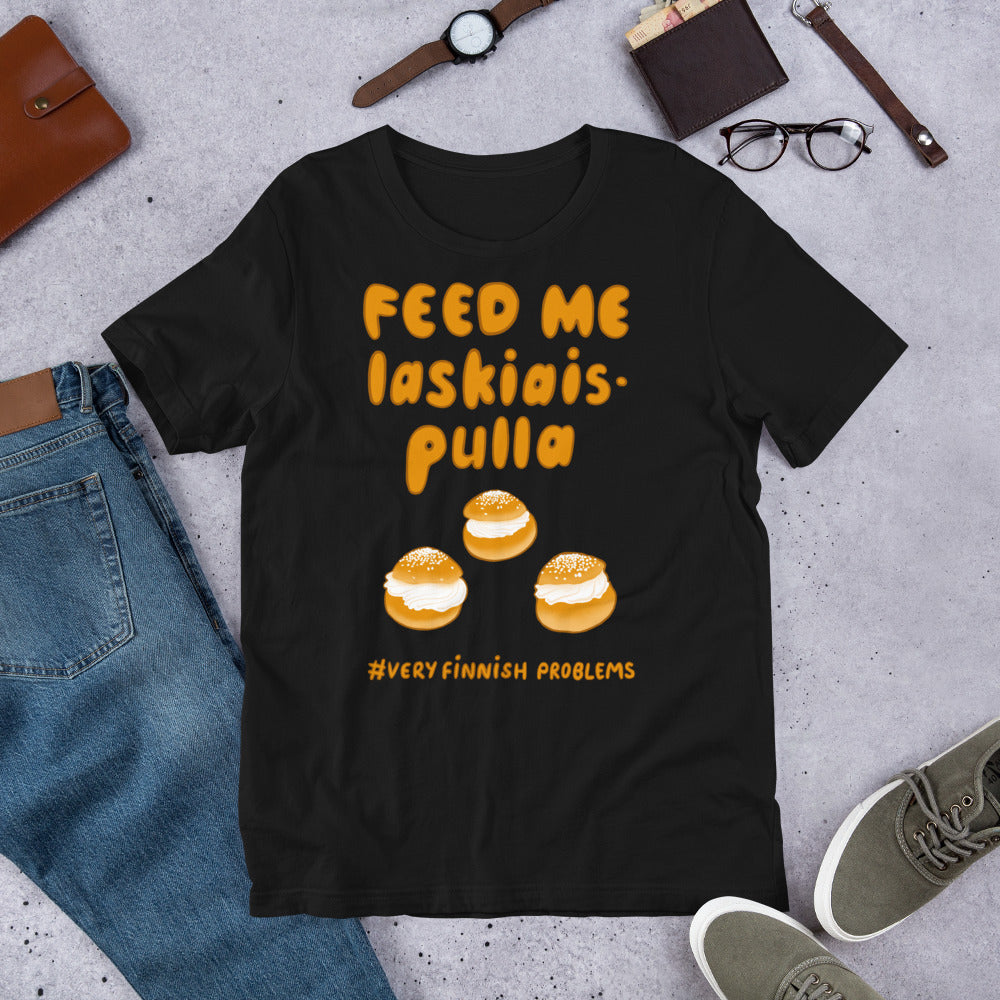 Feed me Laskiaispulla Finnish Winter T-Shirt - Very Finnish Problems official t-shirt