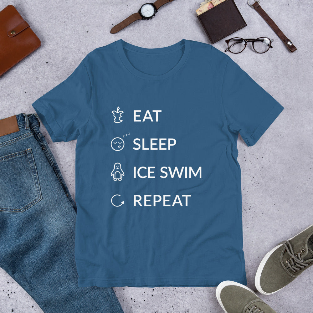 Eat Sleep Ice Swim Repeat Finnish Winter T-Shirt - Finnish t-shirt from Very Finnish Problems
