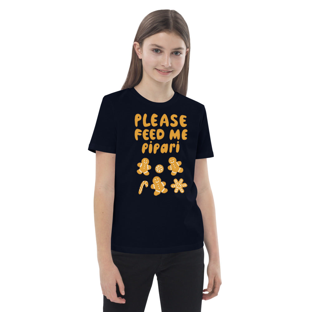 Feed me pipari Organic cotton Finnish Kids T-Shirt - Finnish kids t-shirt from Very Finnish Problems