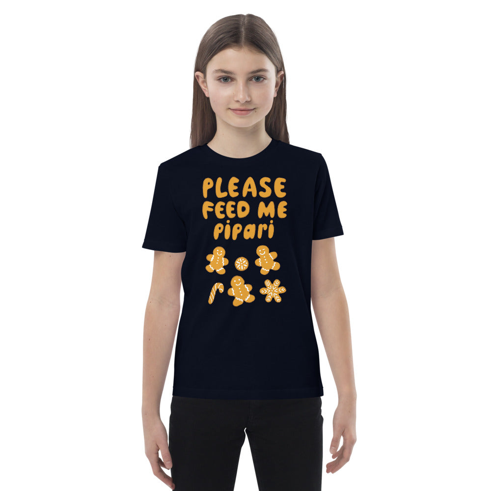 Feed me pipari Organic cotton Finnish Kids T-Shirt - Finnish kids t-shirt from Very Finnish Problems