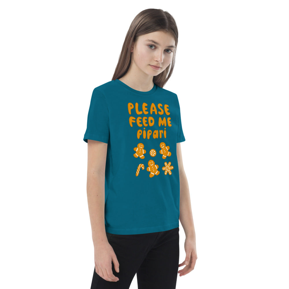 Feed me pipari Organic cotton Finnish Kids T-Shirt - Finnish kids t-shirt from Very Finnish Problems