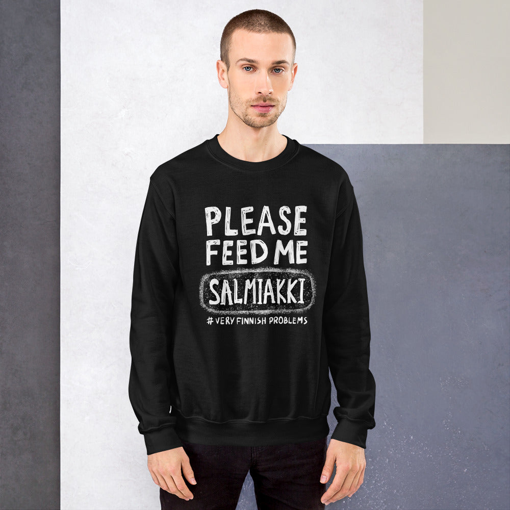 Feed me Salmiakki Finnish Food Sweatshirt - alternate view - Very Finnish Problems