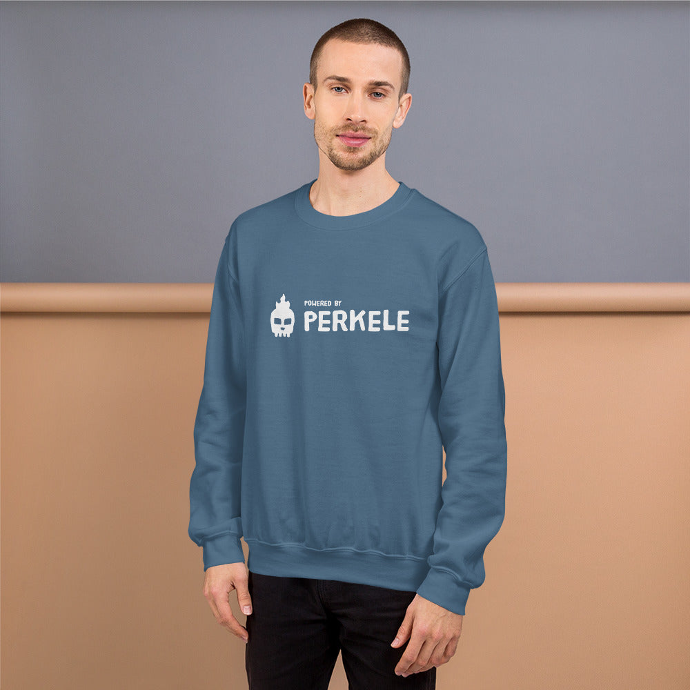 Powered by Perkele Finnish Language Sweatshirt - Finnish sweatshirt from Very Finnish Problems