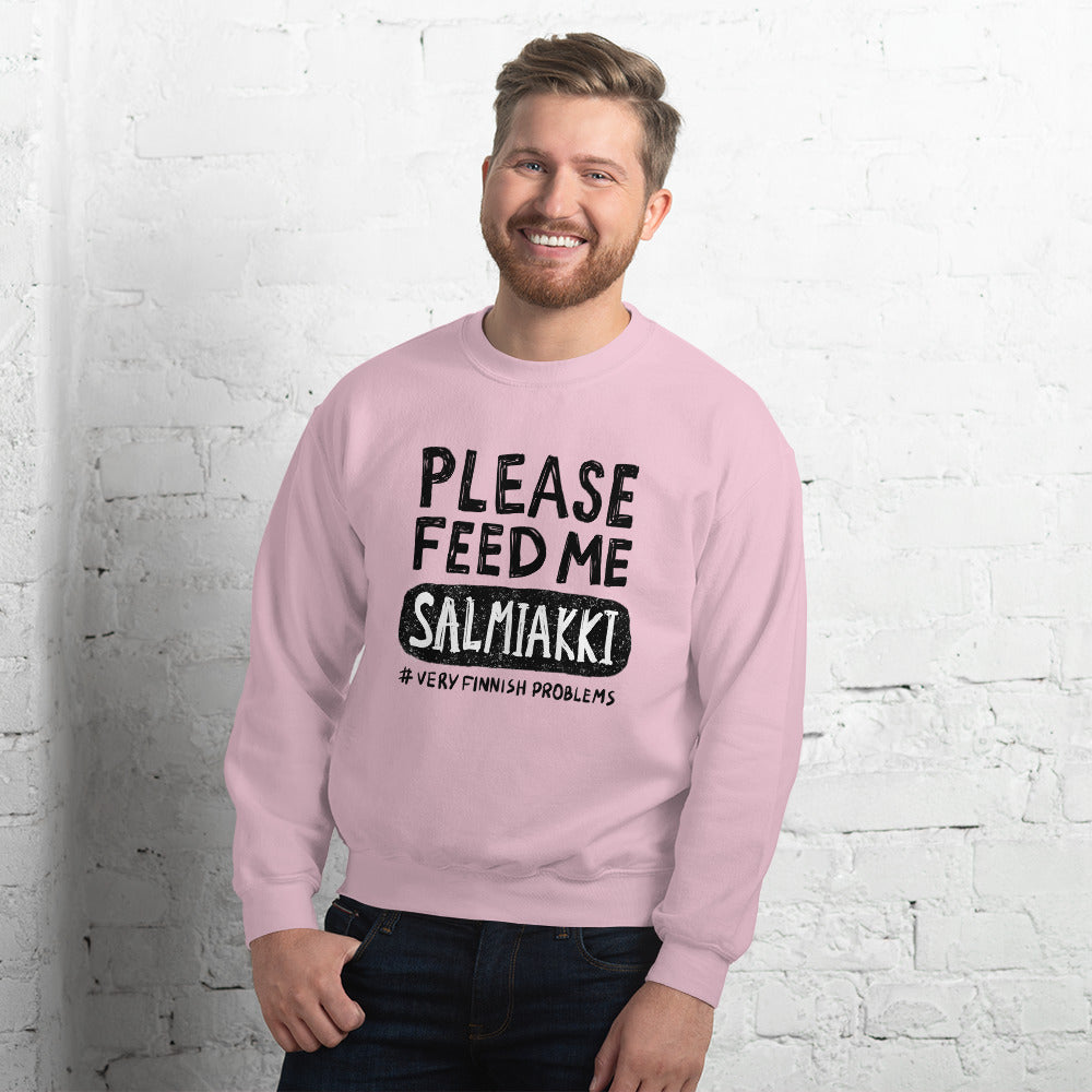 Feed me Salmiakki Finnish Food Sweatshirt - Finnish sweatshirt from Very Finnish Problems
