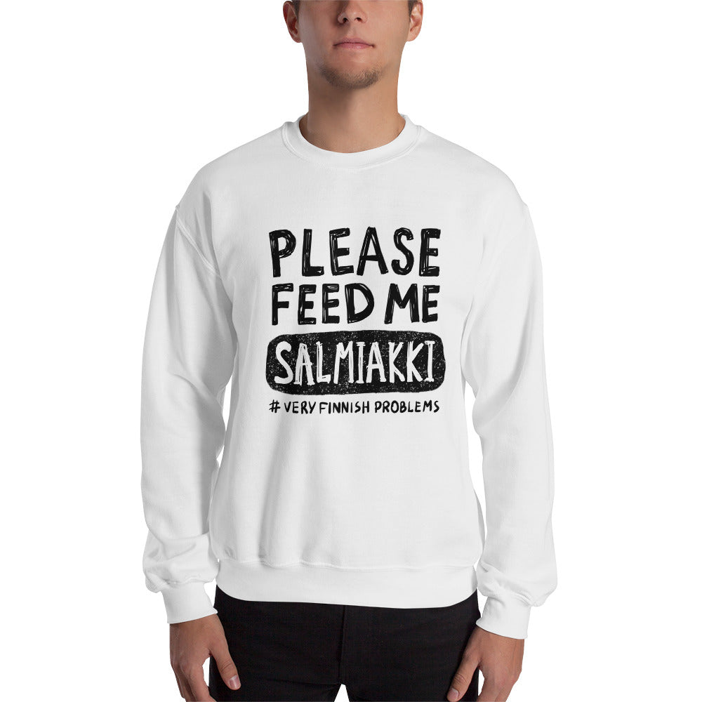 Feed me Salmiakki Finnish Food Sweatshirt - Finnish sweatshirt from Very Finnish Problems
