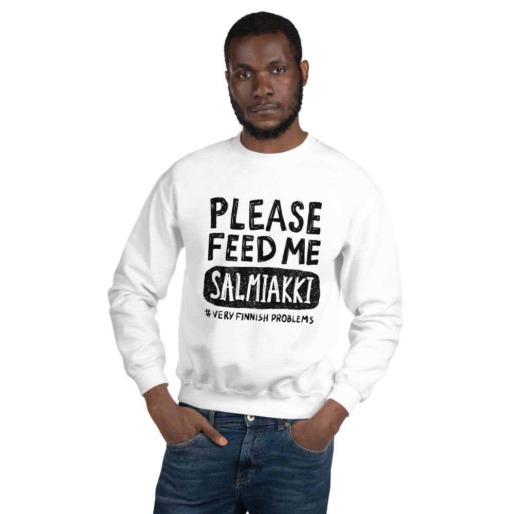 Feed me Salmiakki Finnish Food Sweatshirt - Finnish sweatshirt from Very Finnish Problems