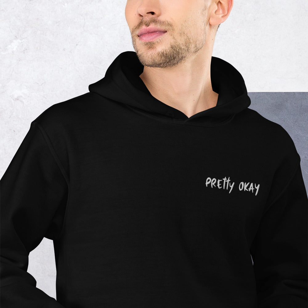 Pretty Okay Embroidered Unisex Hoodie - Very Finnish Problems official Finnish hoodie design