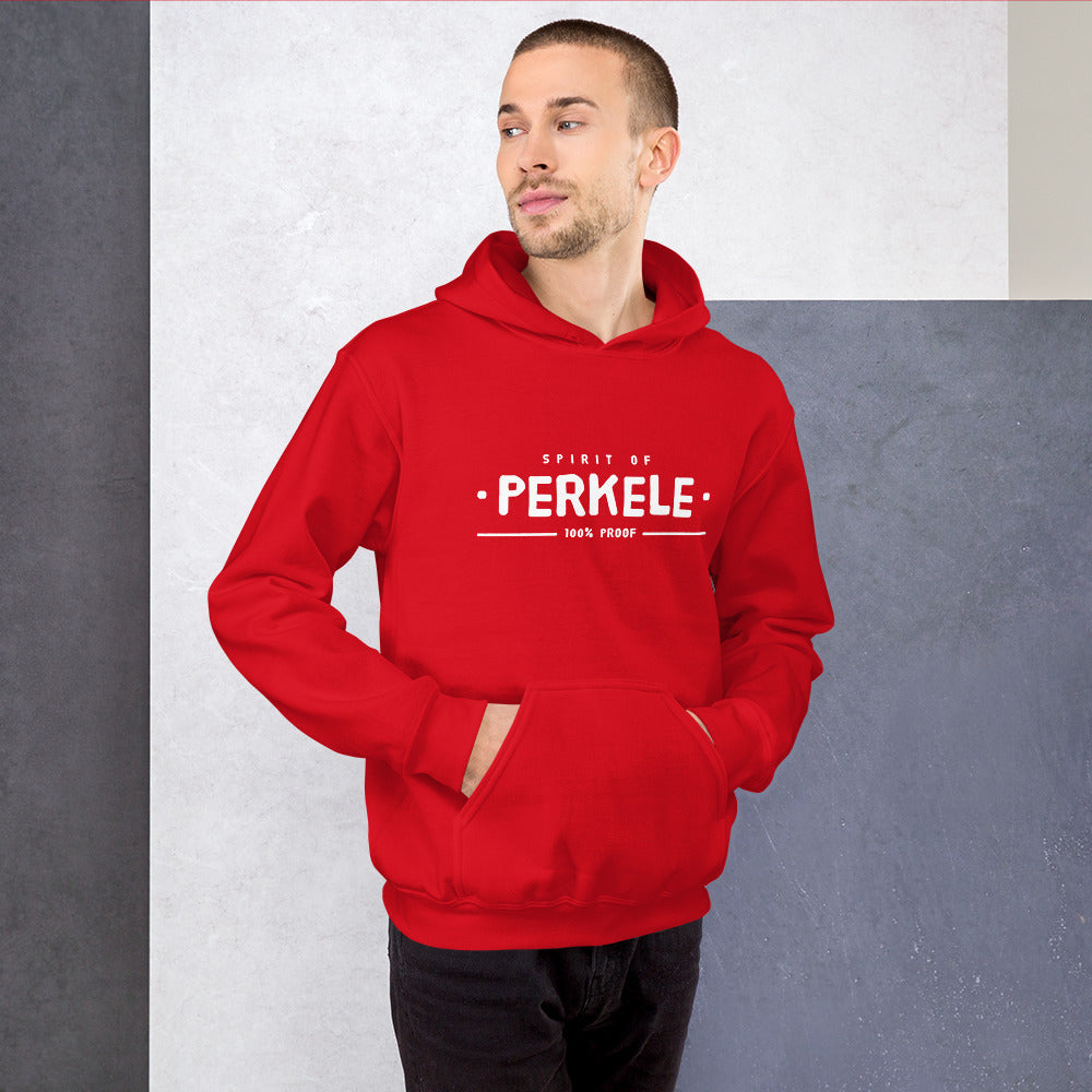 Spirit of perkele Finnish hoodie detail - Very Finnish Problems official merchandise