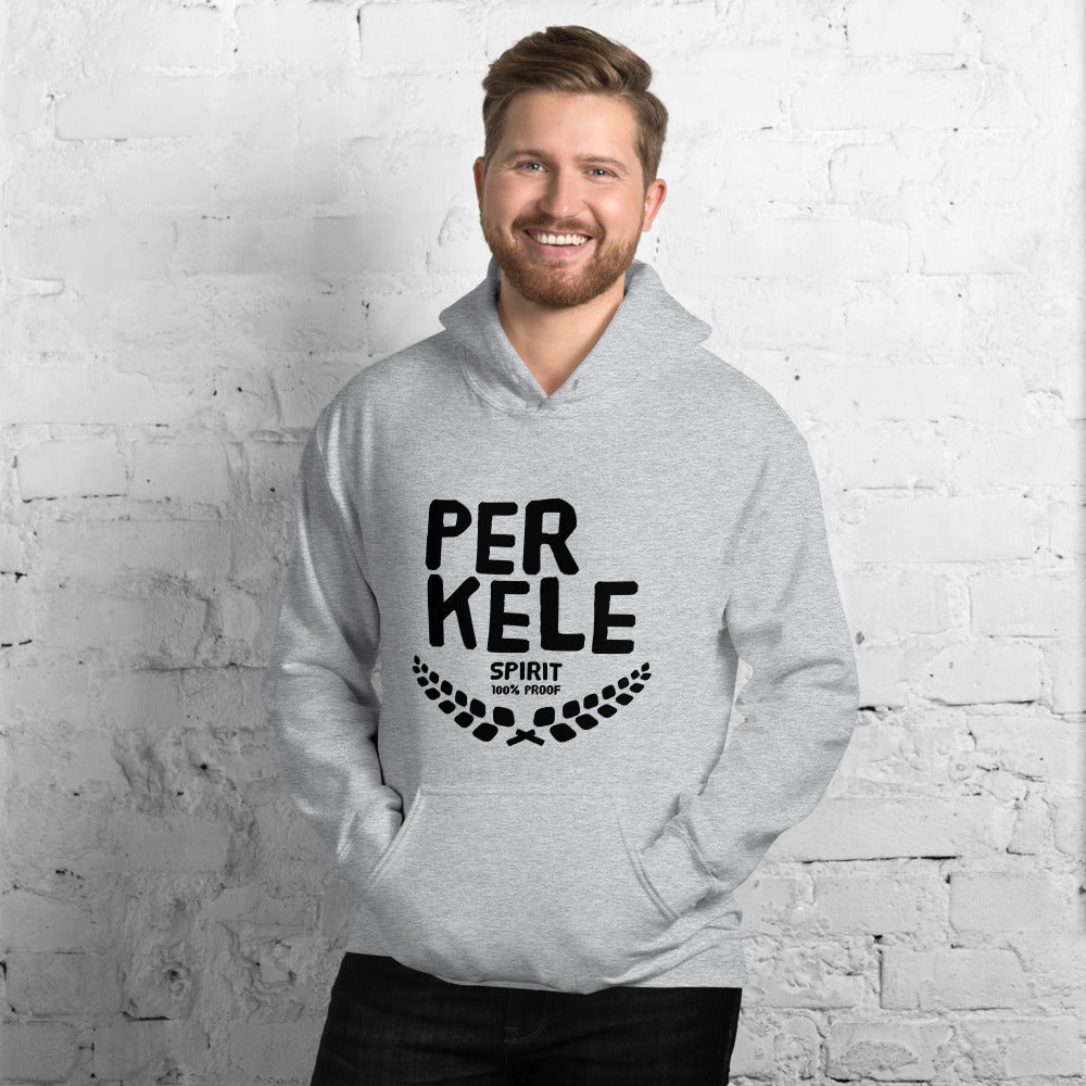 Perkele 100% proof Finnish hoodie detail - Very Finnish Problems official merchandise