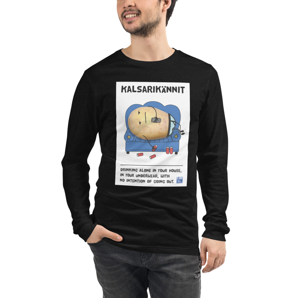 Kalsarikännit Finnish Humour Long Sleeve Tee - Finnish long sleeve tee from Very Finnish Problems